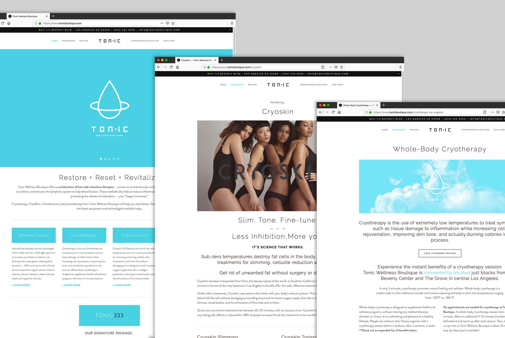 Graphic design and web design for Tonic Wellness Boutique, providing alternative health and beauty treatments | by Tastebuds